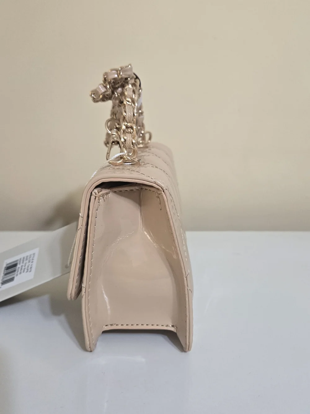 Valentino Orlandi Quilted Patent Vegan Leather Shoulder Bag in Nude - Picture 4 of 12